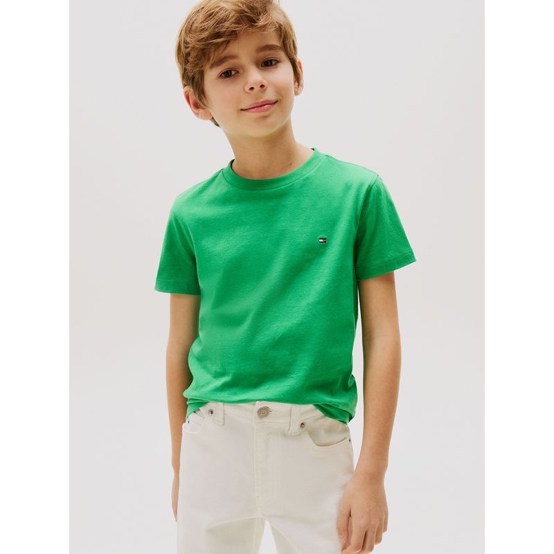 TOMMY HILFIGER - Polera Essential De Cuello Redondo Verde Tommy Hilfiger