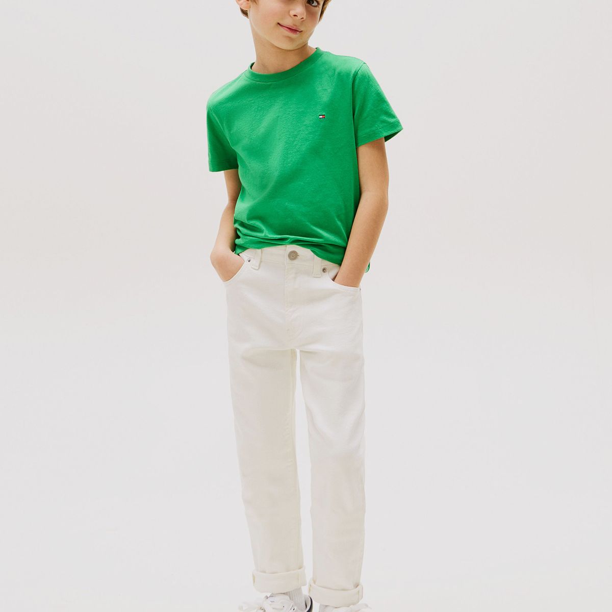 TOMMY HILFIGER - Polera Essential De Cuello Redondo Verde Tommy Hilfiger