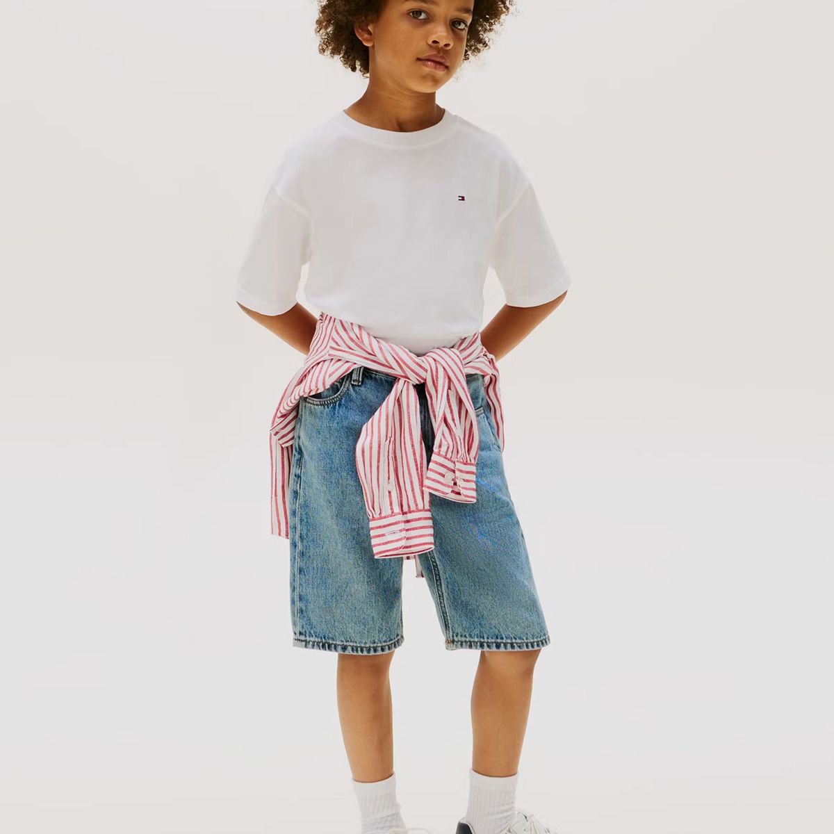 TOMMY HILFIGER - Polera De Cuello Redondo Con Logo Bordado Blanco Tommy Hilfiger