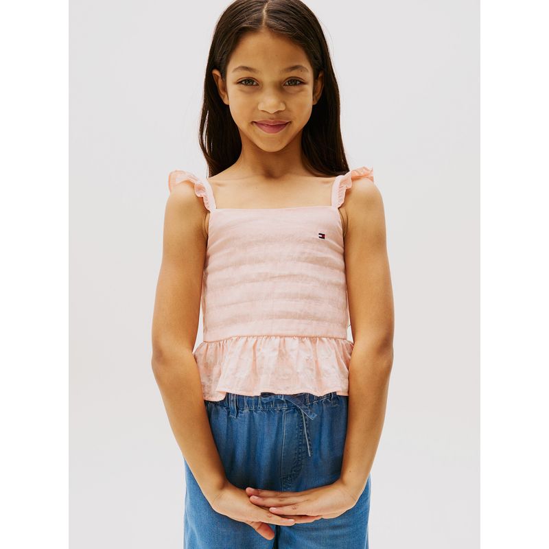 TOMMY HILFIGER - Top Texturizado Con Volantes Rosado Tommy Hilfiger