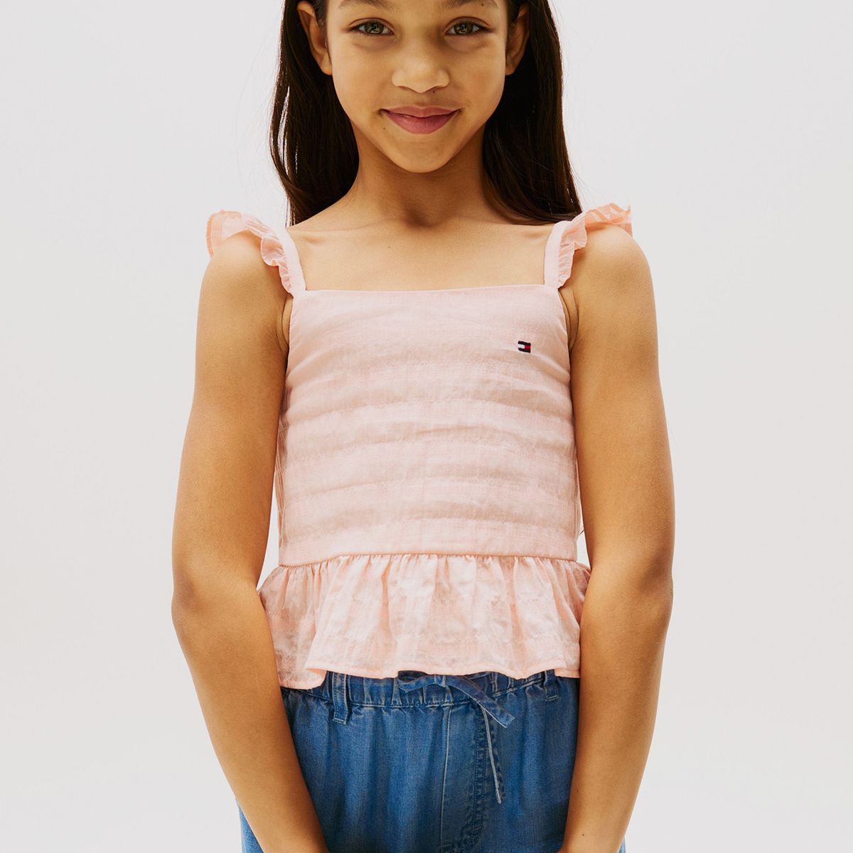 TOMMY HILFIGER - Top Texturizado Con Volantes Rosado Tommy Hilfiger