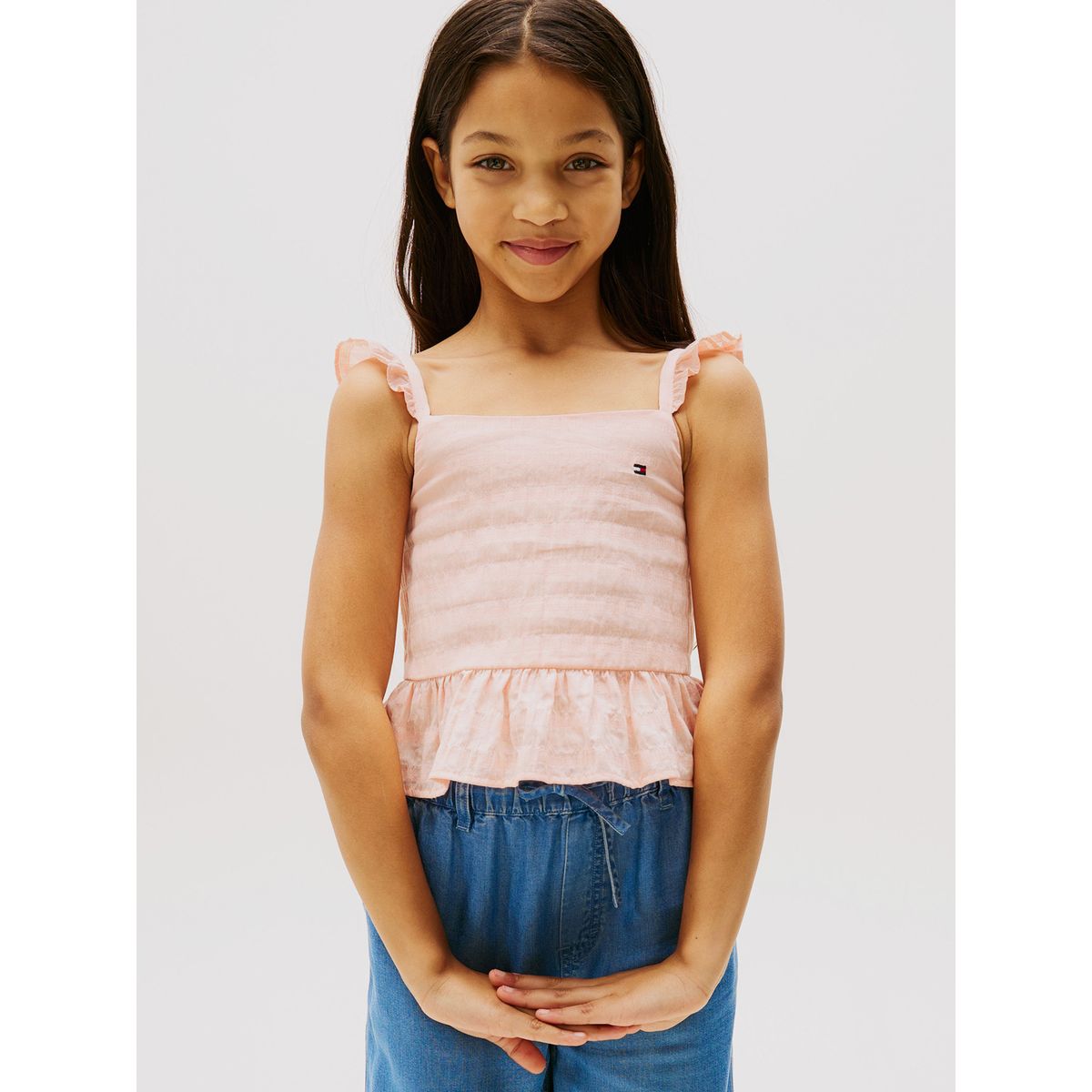 TOMMY HILFIGER - Top Texturizado Con Volantes Rosado Tommy Hilfiger