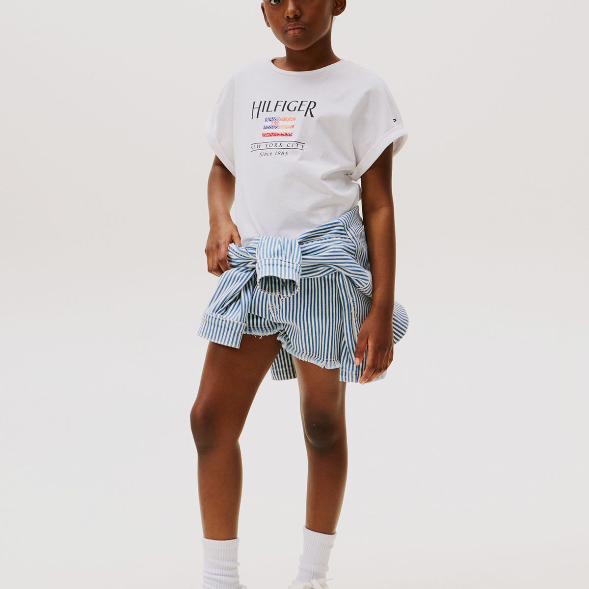 TOMMY HILFIGER - Polera Holgada Con Logo De Lentejuelas Blanco Tommy Hilfiger