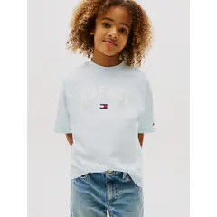 TOMMY HILFIGER - Polera Con Logo Universitario Azul