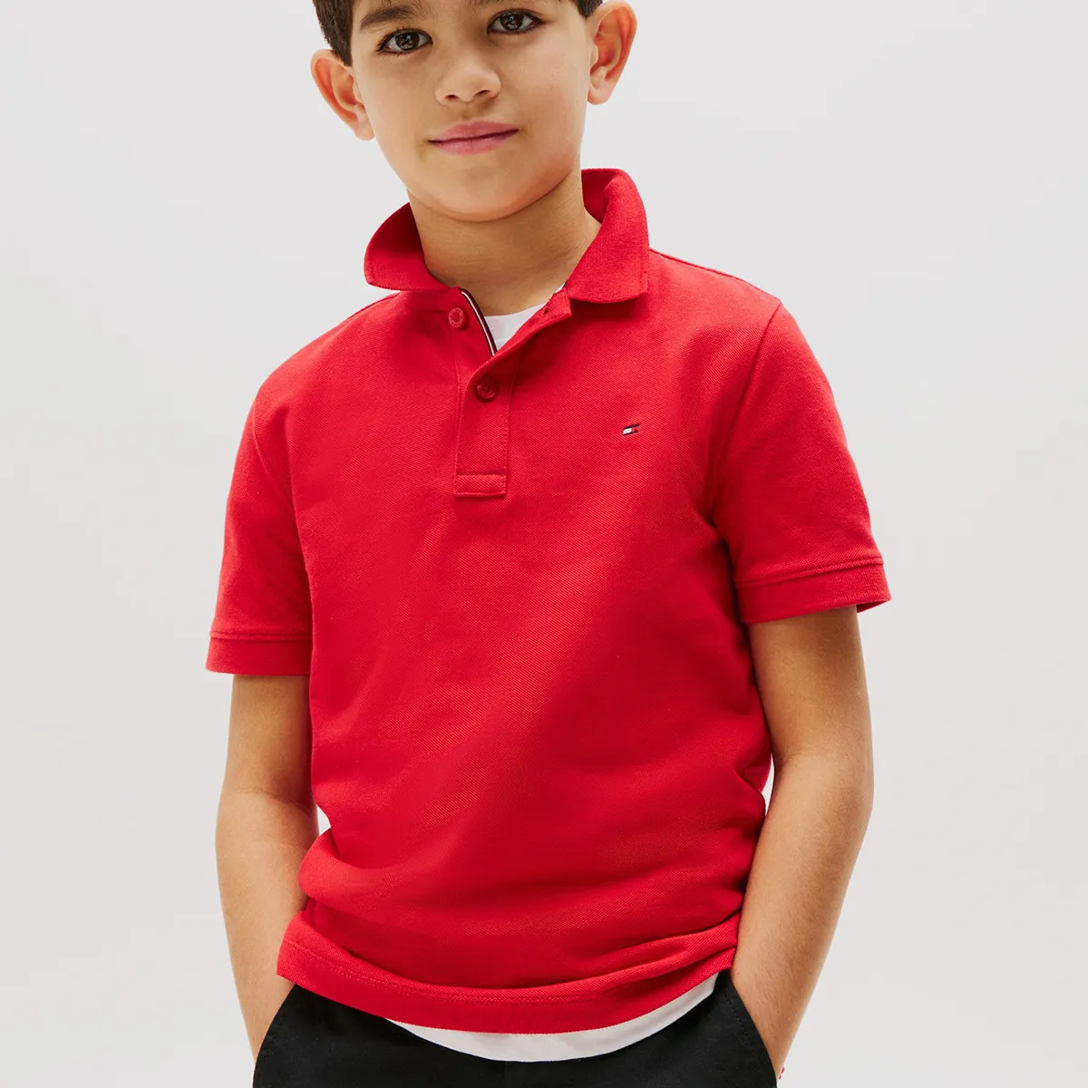 TOMMY HILFIGER - Polo Con Logo Y Corte Regular Essential Rojo Tommy Hilfiger