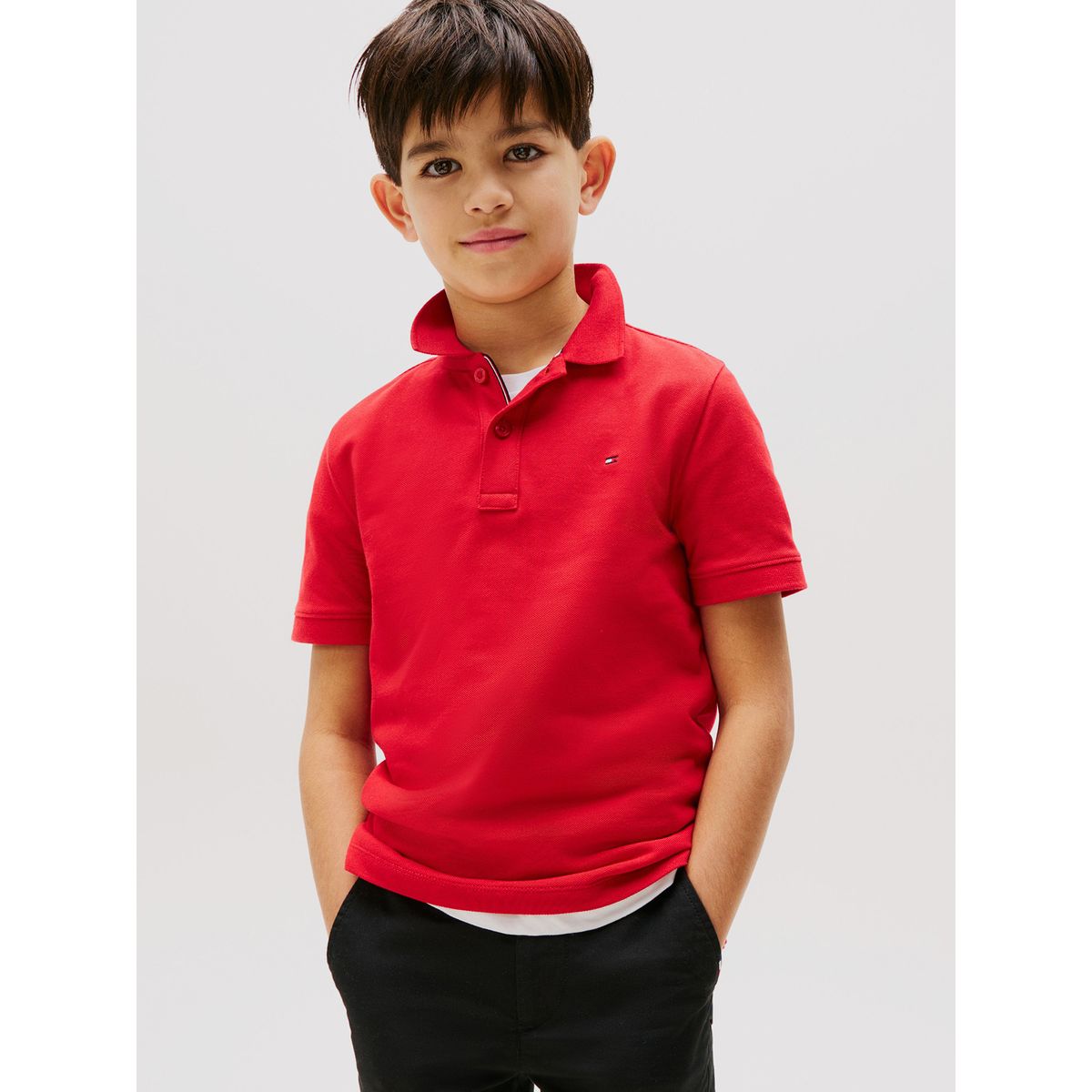 TOMMY HILFIGER - Polo Con Logo Y Corte Regular Essential Rojo Tommy Hilfiger