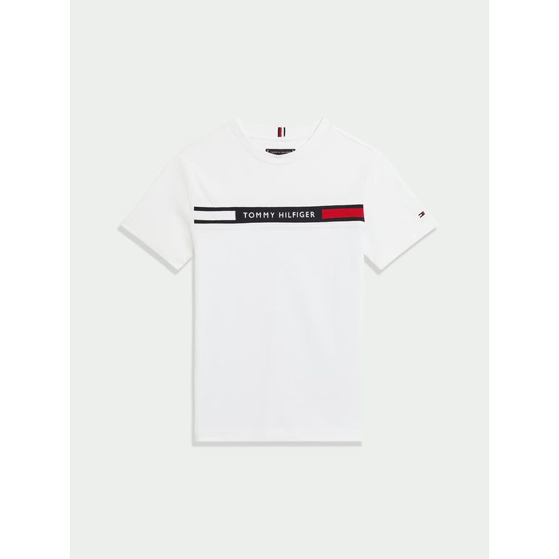 TOMMY HILFIGER - Polera Con Inserción De Punto Canal Blanco Tommy Hilfiger