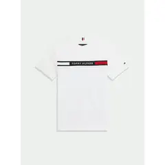 TOMMY HILFIGER - Polera Con Inserción De Punto Canal Blanco