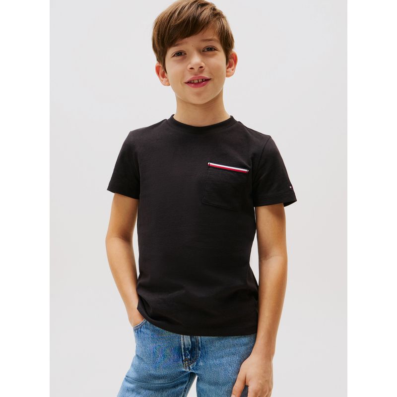 TOMMY HILFIGER - Polera Con Bolsillo Distintivo De Parche Negro Tommy Hilfiger