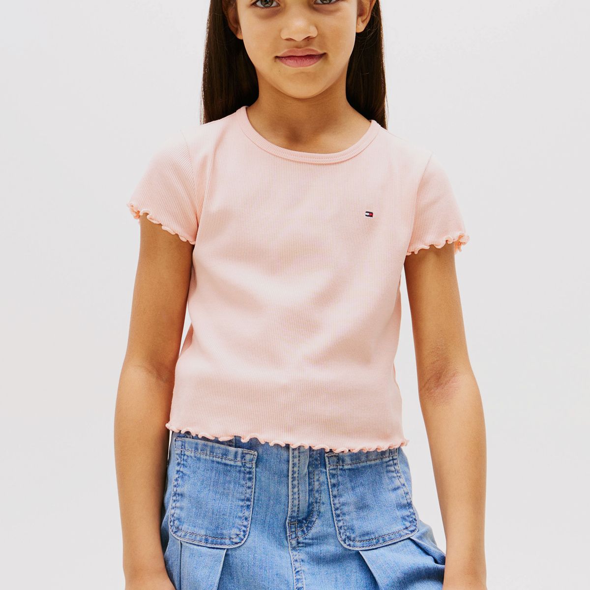 TOMMY HILFIGER - Polera Con Ribetes Fruncidos Rosado Tommy Hilfiger