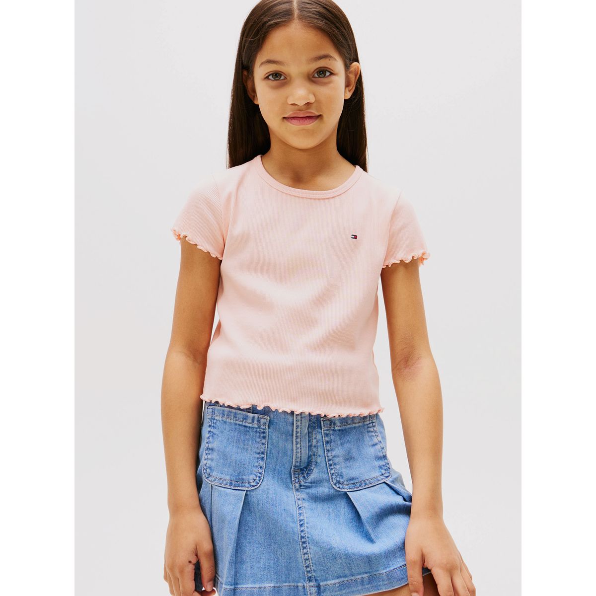 TOMMY HILFIGER - Polera Con Ribetes Fruncidos Rosado Tommy Hilfiger