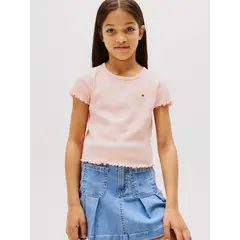 TOMMY HILFIGER - Polera Con Ribetes Fruncidos Rosado