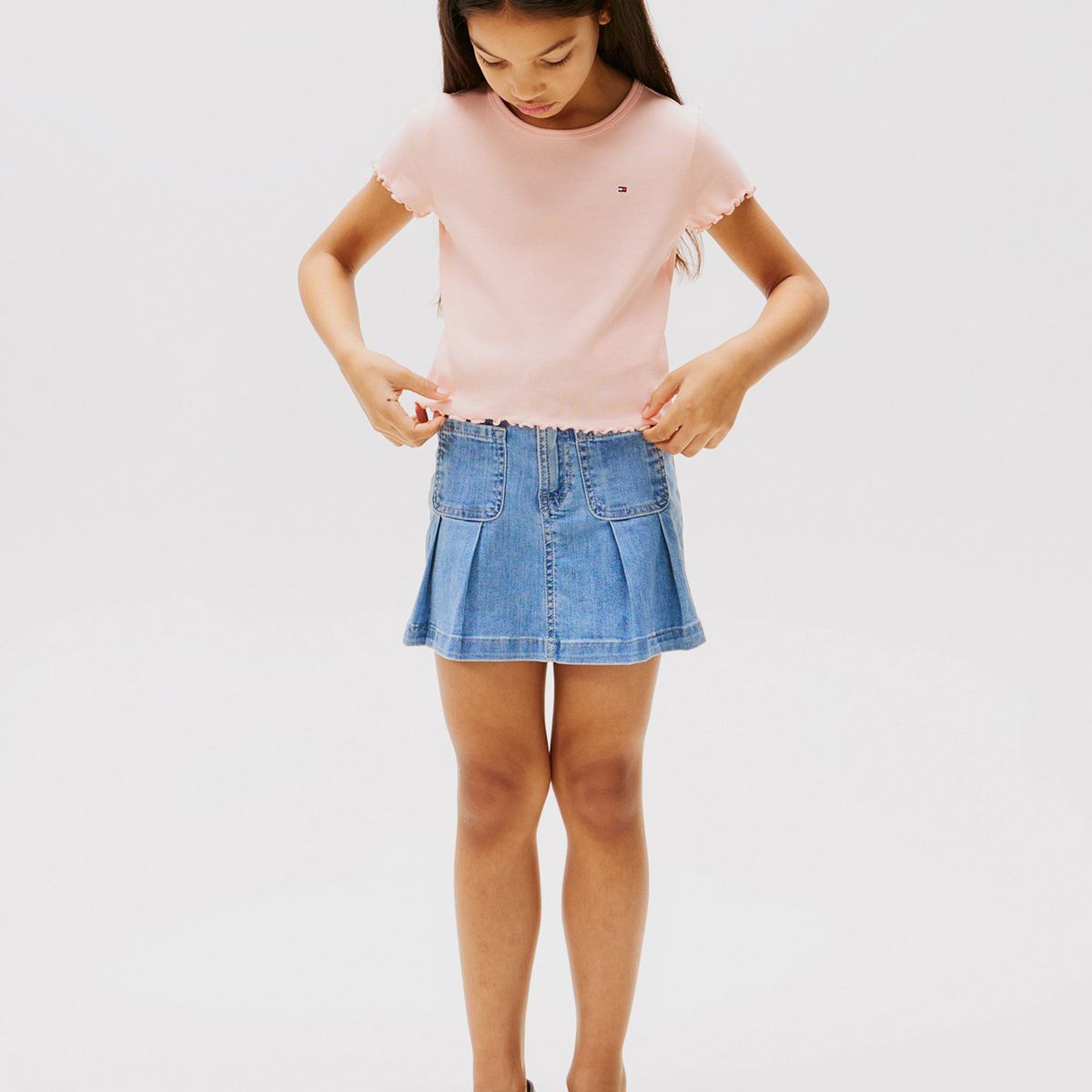 TOMMY HILFIGER - Polera Con Ribetes Fruncidos Rosado Tommy Hilfiger