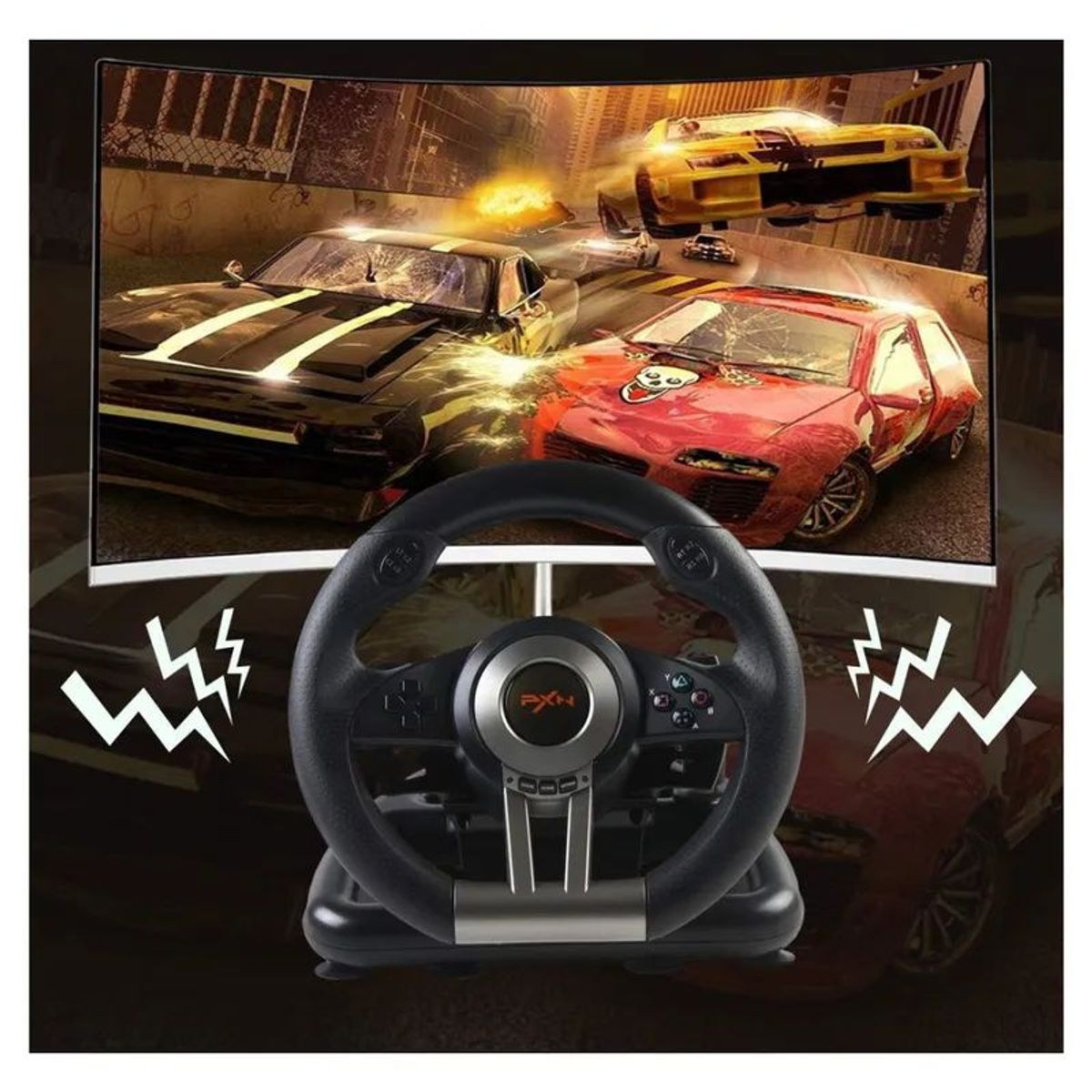 GENERICO - Volante Gamer Pedales + Palanca PNX