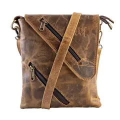 FRANZ MOSSI - Bolso Bandolera de cuero color café estilo vintage rústico