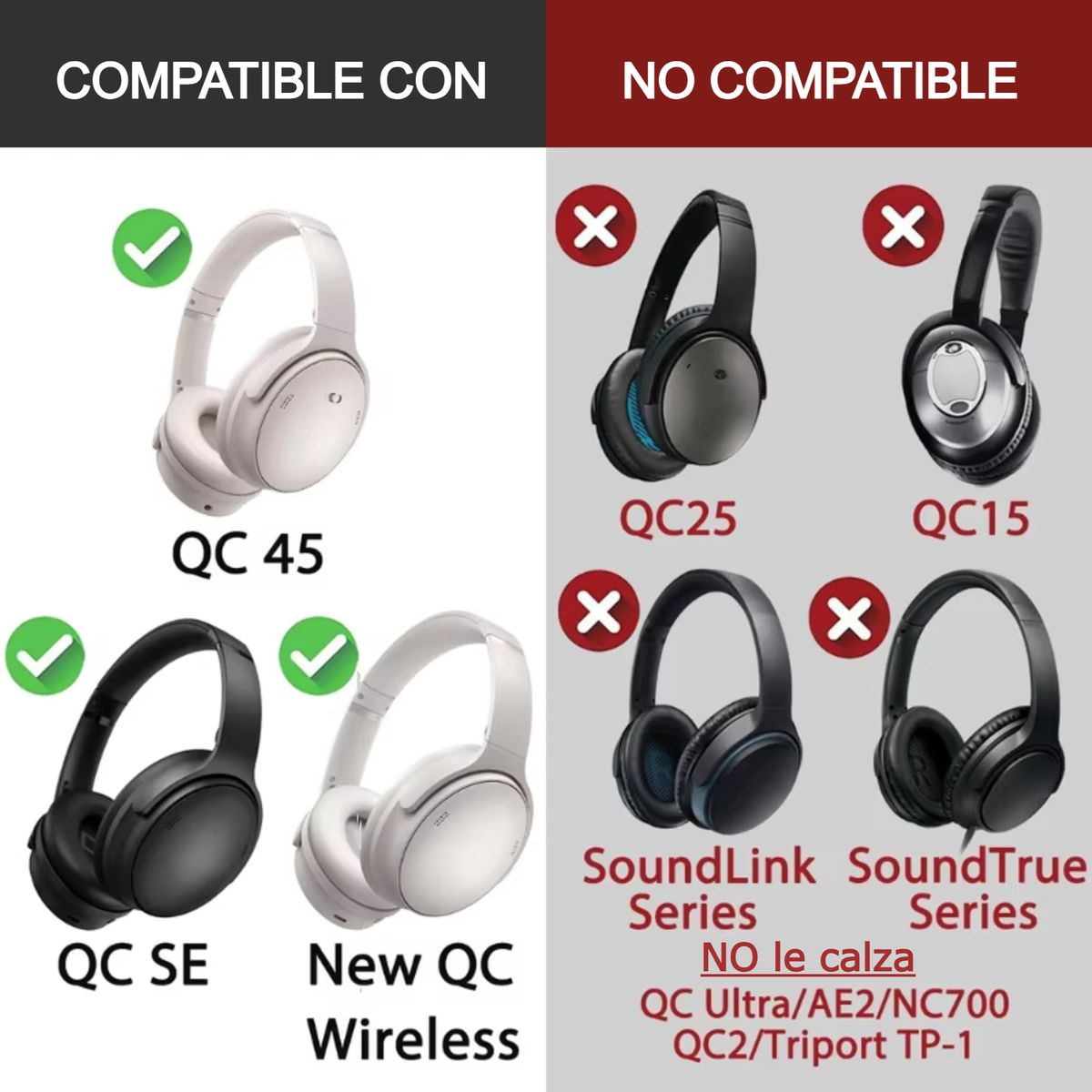 GENERICO - Almohadillas Para Bose Quietcomfort 45 QC45 QC 45- Negro