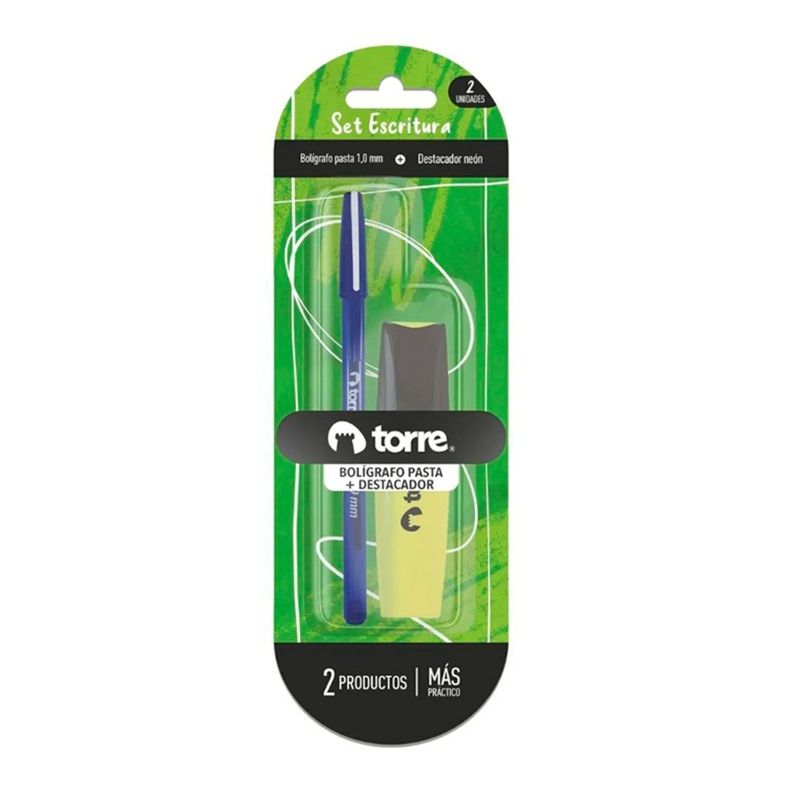 TORRE - PACK X 4 BLÍSTER  DESTACADOR + BOLÍGRAFO AZUL   TORRE