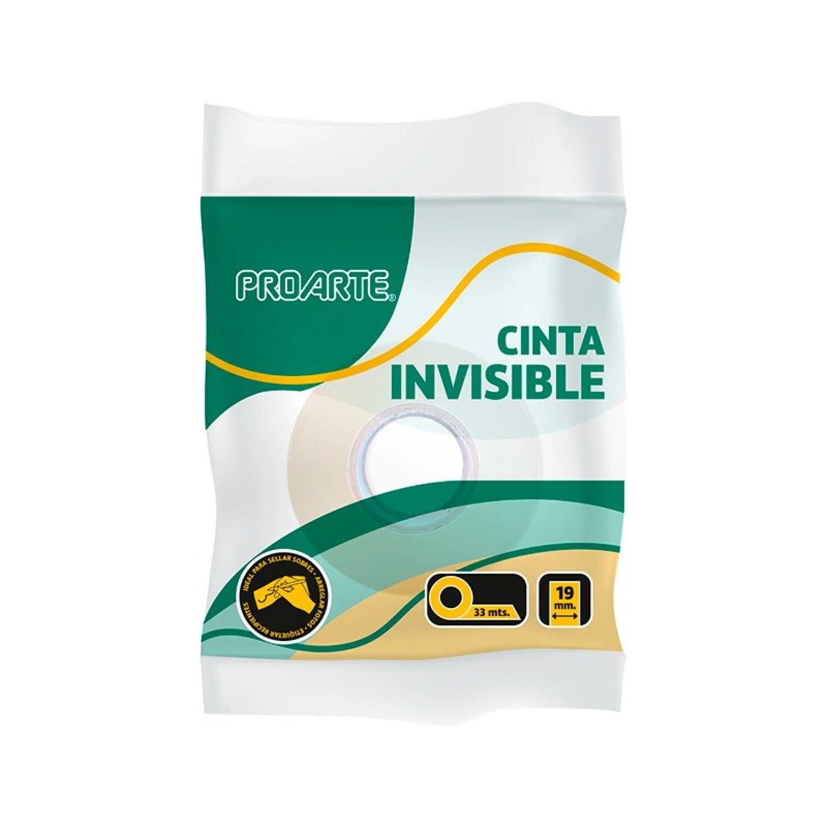 PROARTE - PACK X 4 CINTA INVISIBLE FORMATO BOLSA 19MMX20MTS  PROARTE