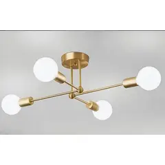 UMEXUS - Lámpara de Techo Moderna Dorada 4 Luces -Sin ampolleta