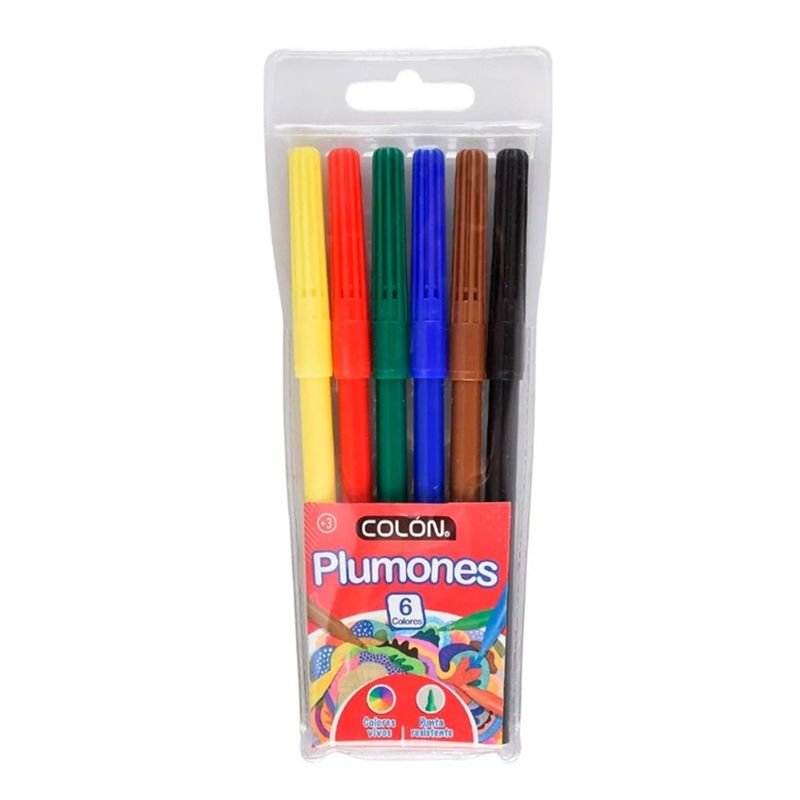 COLON - PACK X 4 PLUMONES DE COLORES PARA DIBUJO 6 UNIDADES – COLÓN