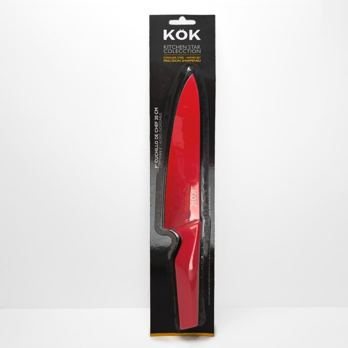GENERICO - PACK X 4 CUCHILLO DE CHEF 20 CENTIMETROS  ROJO  KOK