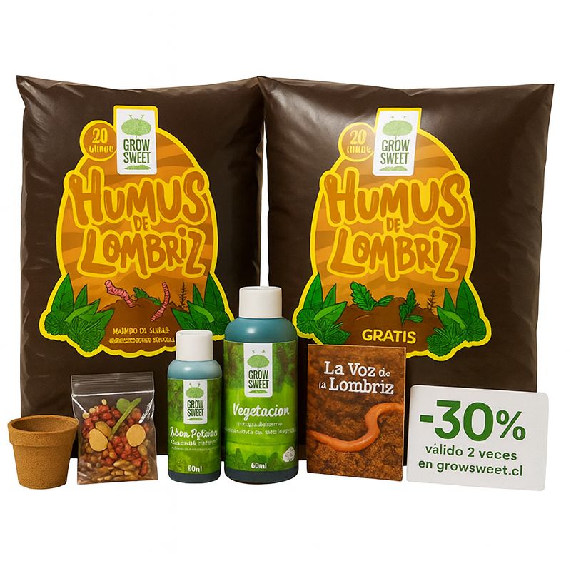 GROW SWEET - Pack Humus de Lombriz 2 x 20L + Regalos Exclusivos