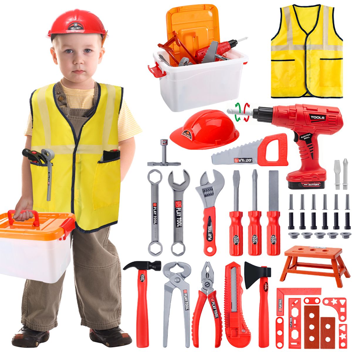 LUKOVEE - Juego De Herramientas De Juguete Para Niños 57 Piezas