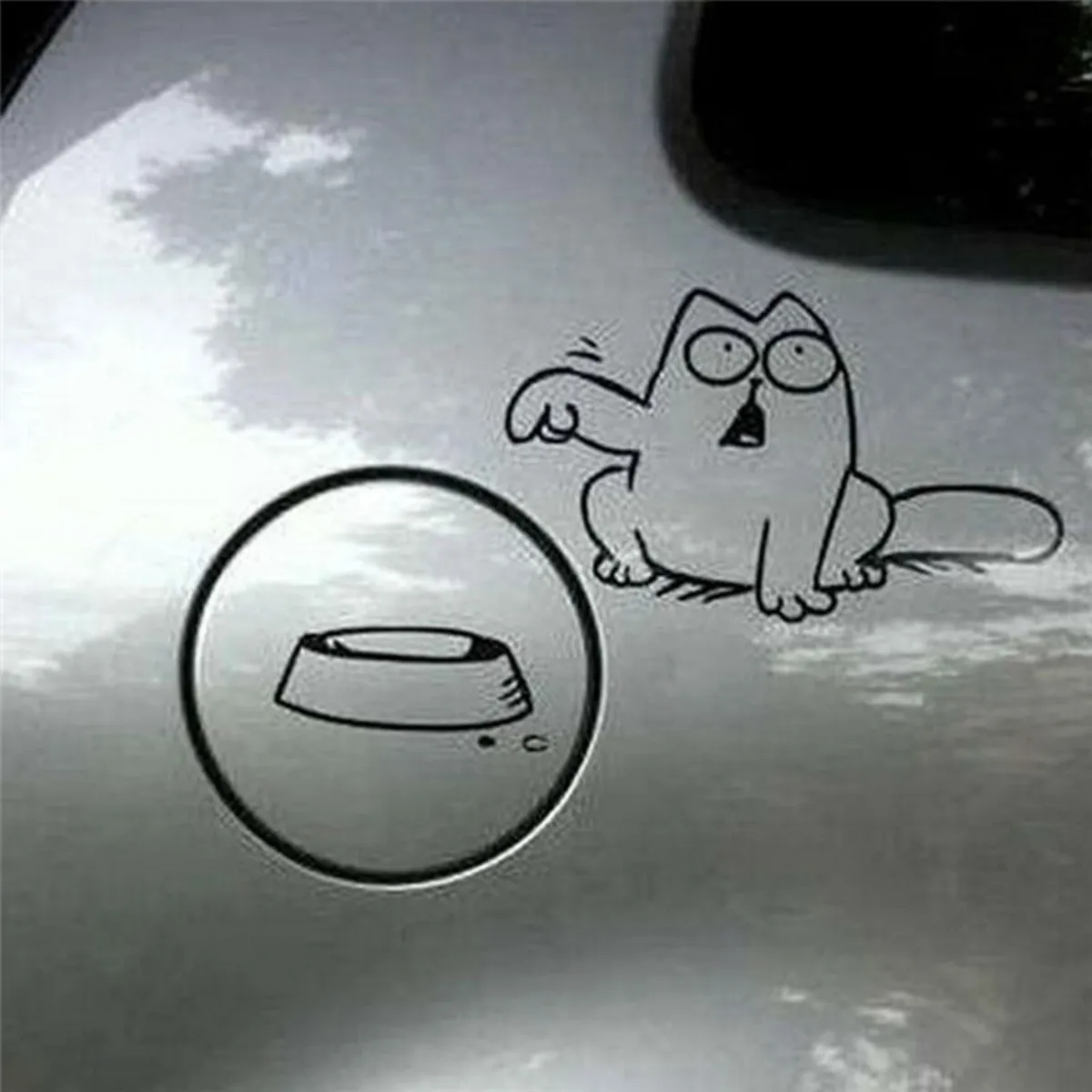 GENERICO - Sticker Gato Con Hambre Comida Gasolina Auto Camioneta
