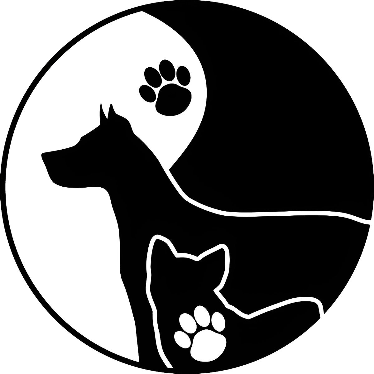 GENERICO - Sticker Yin Yang Gato Perro Pata Huella Auto Camioneta