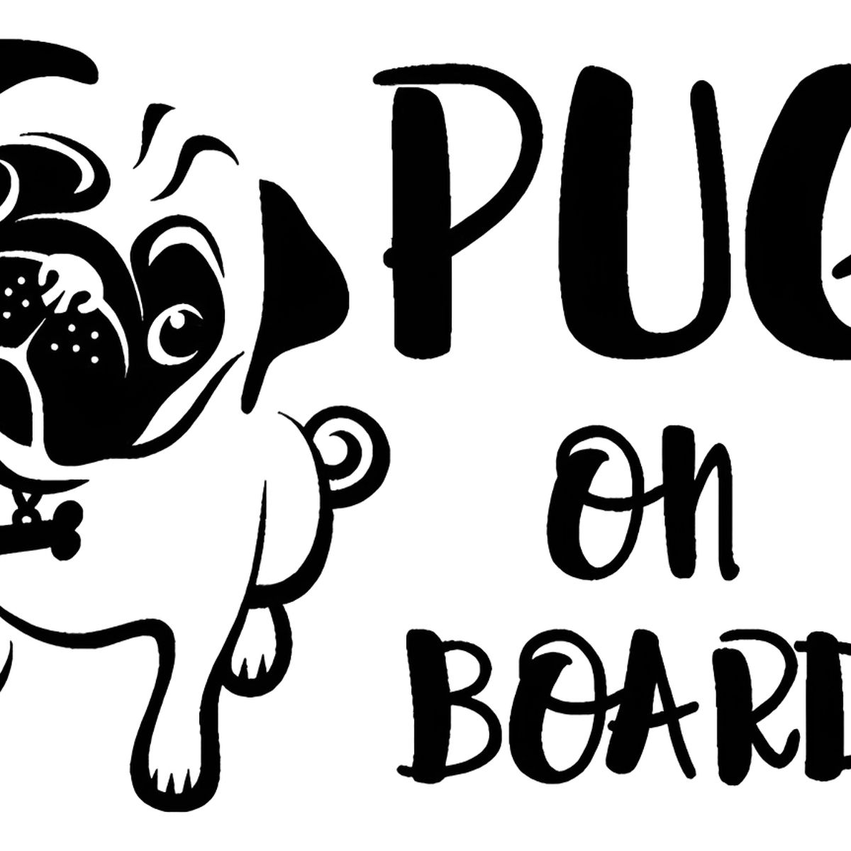 GENERICO - Sticker Pug On Board Mascota Perro Auto Camioneta