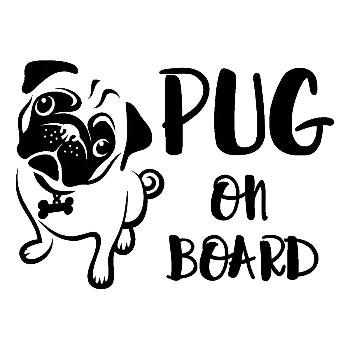 GENERICO - Sticker Pug On Board Mascota Perro Auto Camioneta