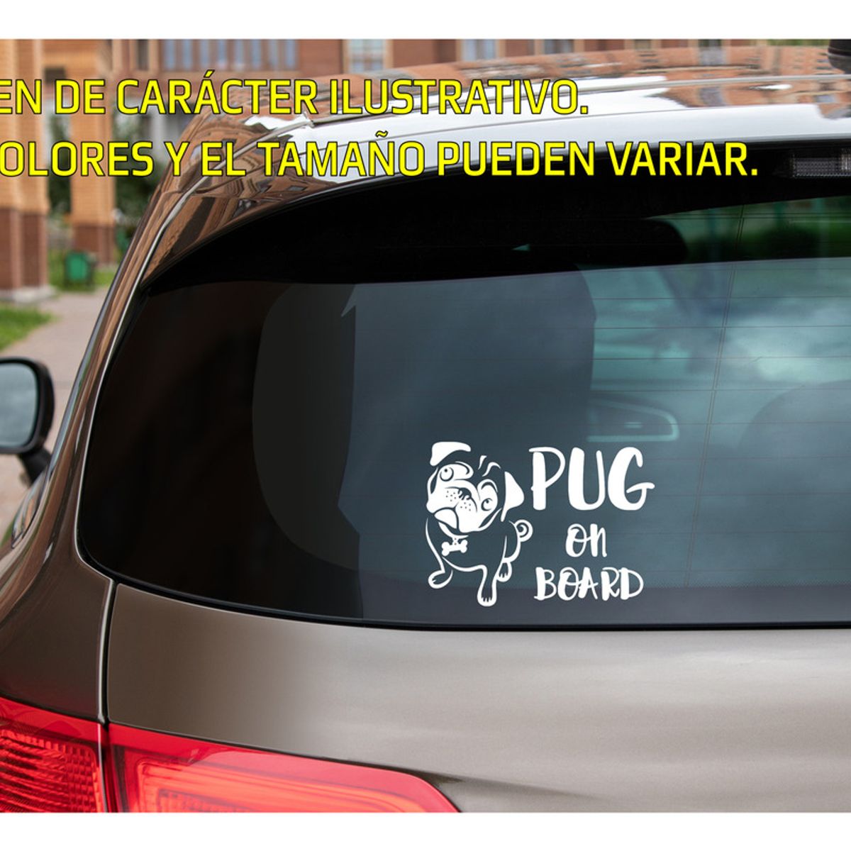GENERICO - Sticker Pug On Board Mascota Perro Auto Camioneta