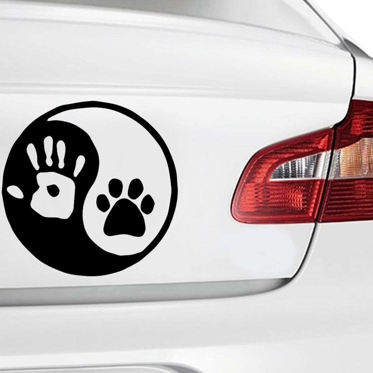GENERICO - Sticker Yin Yang Mano Pata Mascota Perro Auto Camioneta