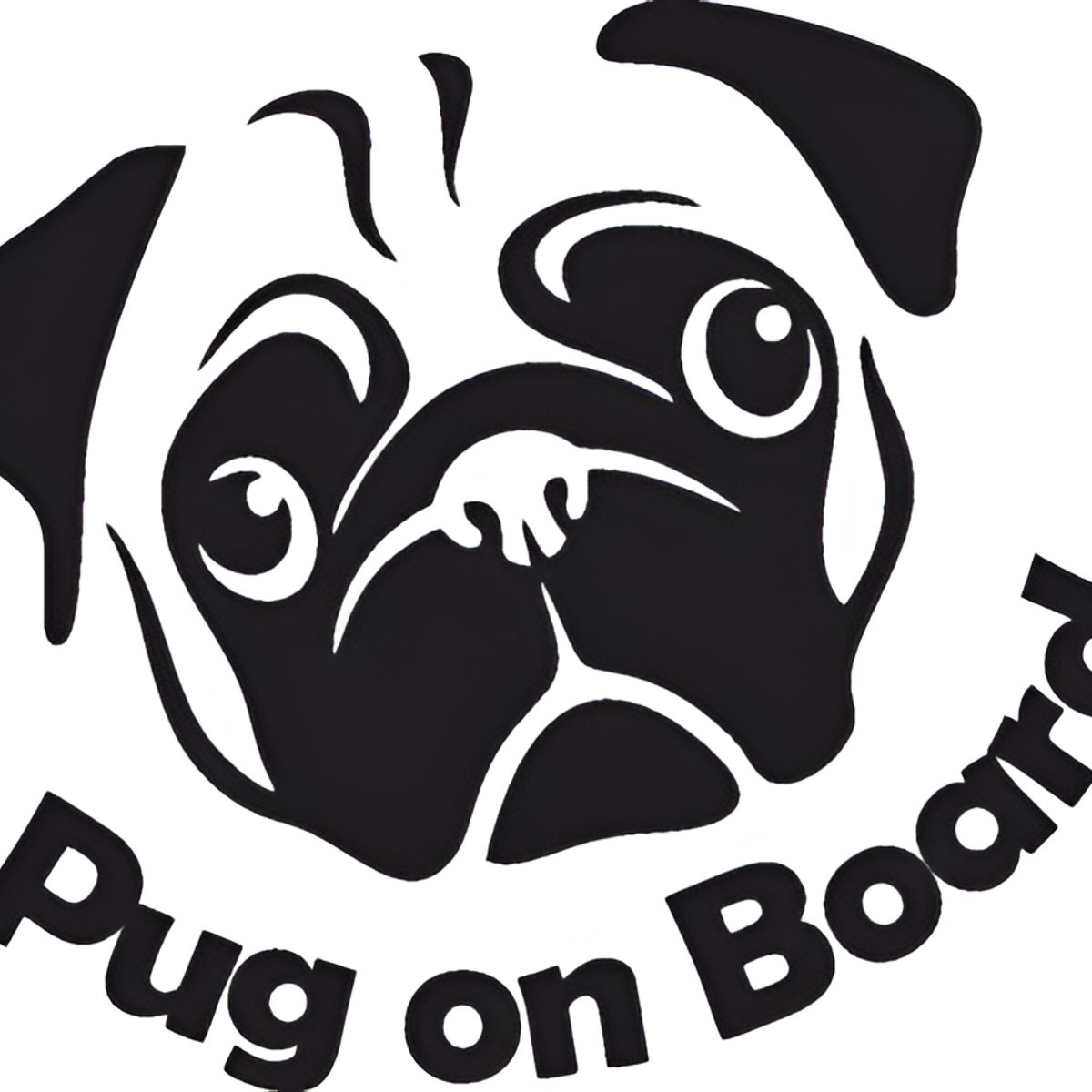 GENERICO - Sticker Face Pug On Board Perro A Bordo Auto Camioneta