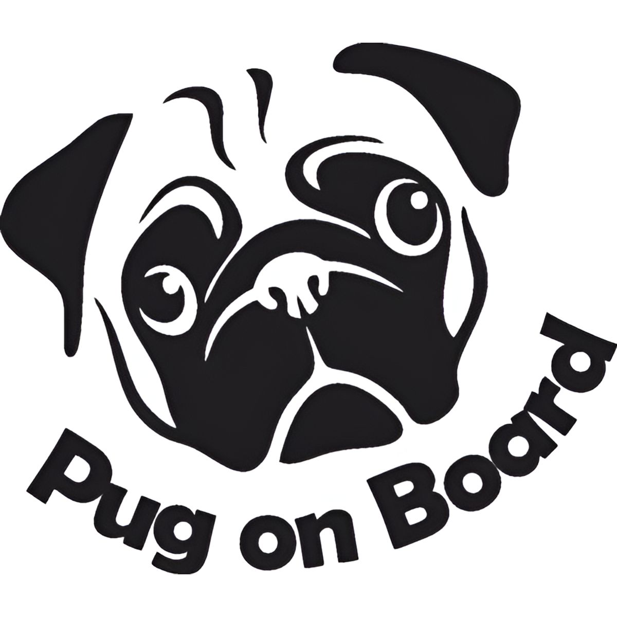 GENERICO - Sticker Face Pug On Board Perro A Bordo Auto Camioneta