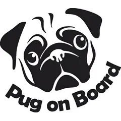 GENERICO - Sticker Face Pug On Board Perro A Bordo Auto Camioneta