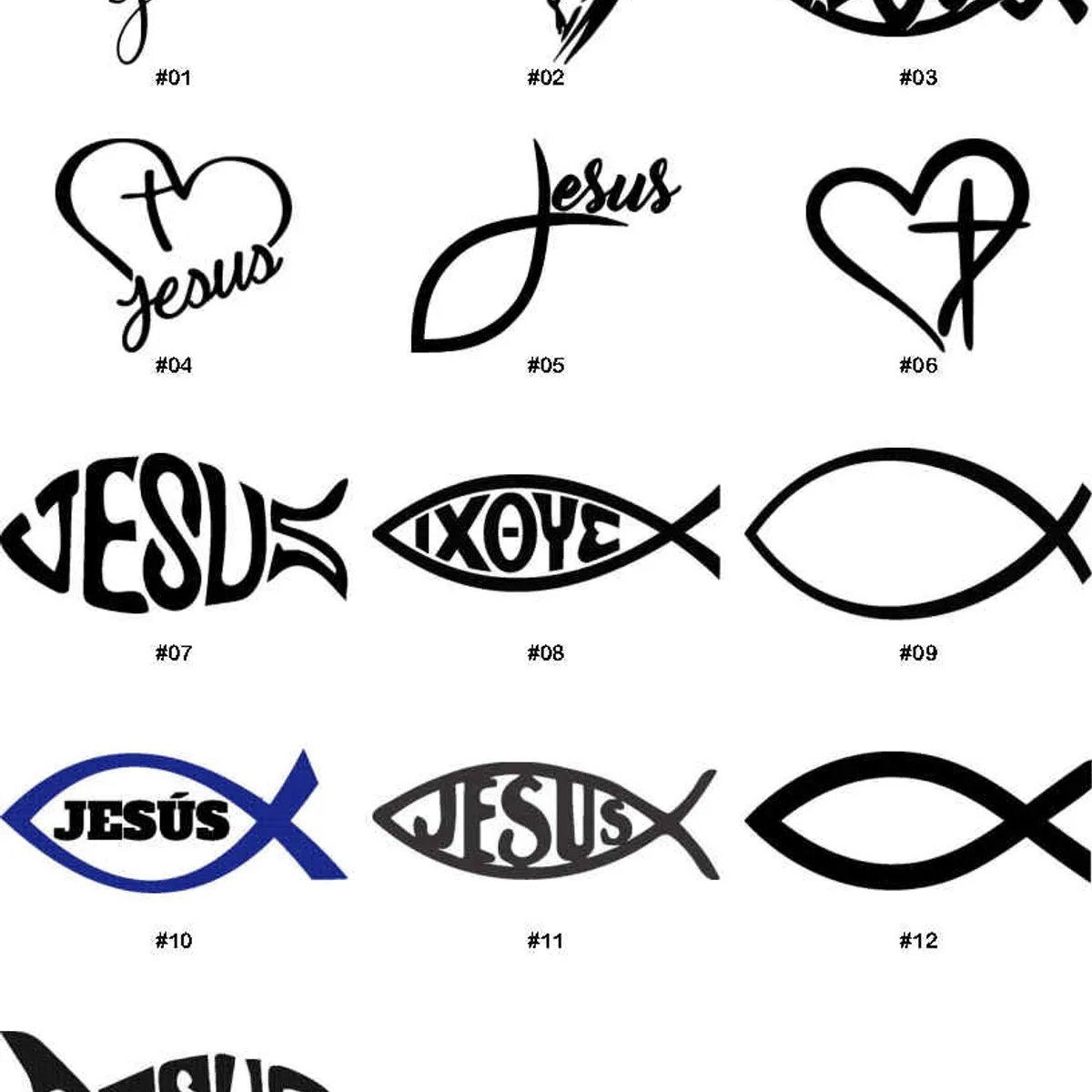GENERICO - Sticker Jesús Ictus Religión Sigma Lunada Auto Camioneta