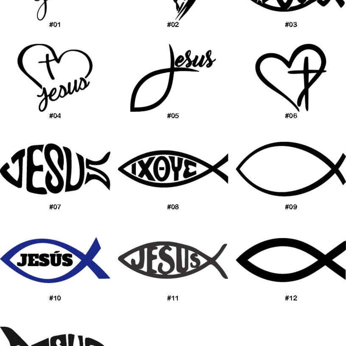 GENERICO - Sticker Jesús Ictus Religión Sigma Lunada Auto Camioneta