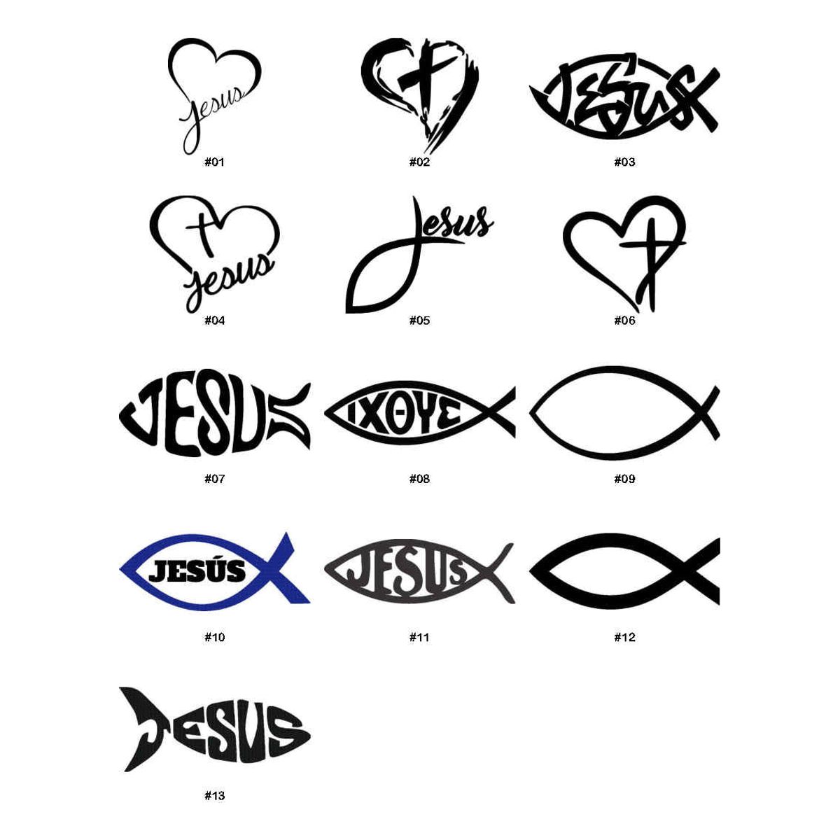 GENERICO - Sticker Jesús Ictus Religión Sigma Lunada Auto Camioneta