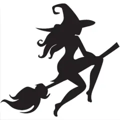 GENERICO - Sticker Witch Riding Broom Bruja Escoba Auto Camioneta