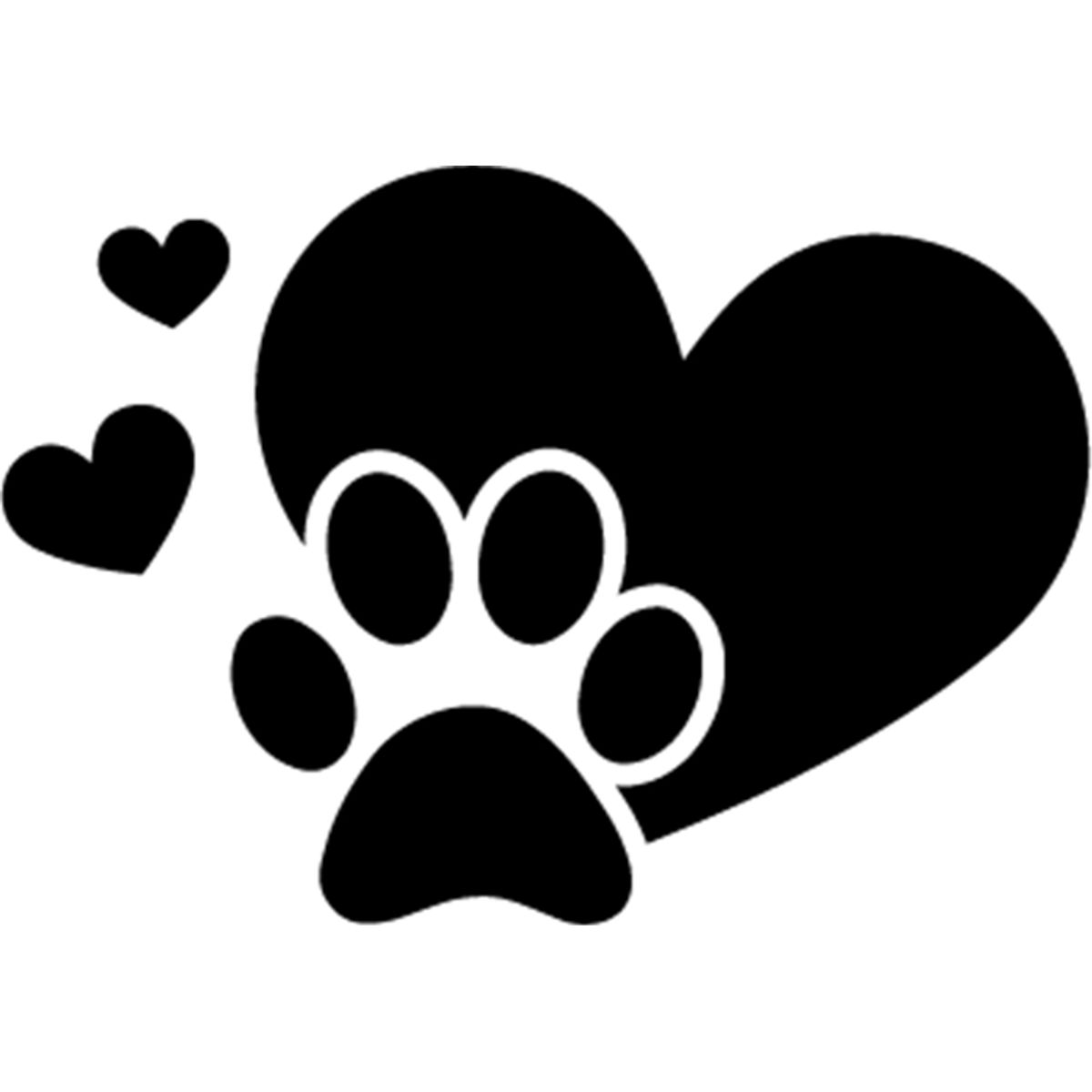 GENERICO - Sticker Paw Print And Heart Corazones Patita Auto Camioneta