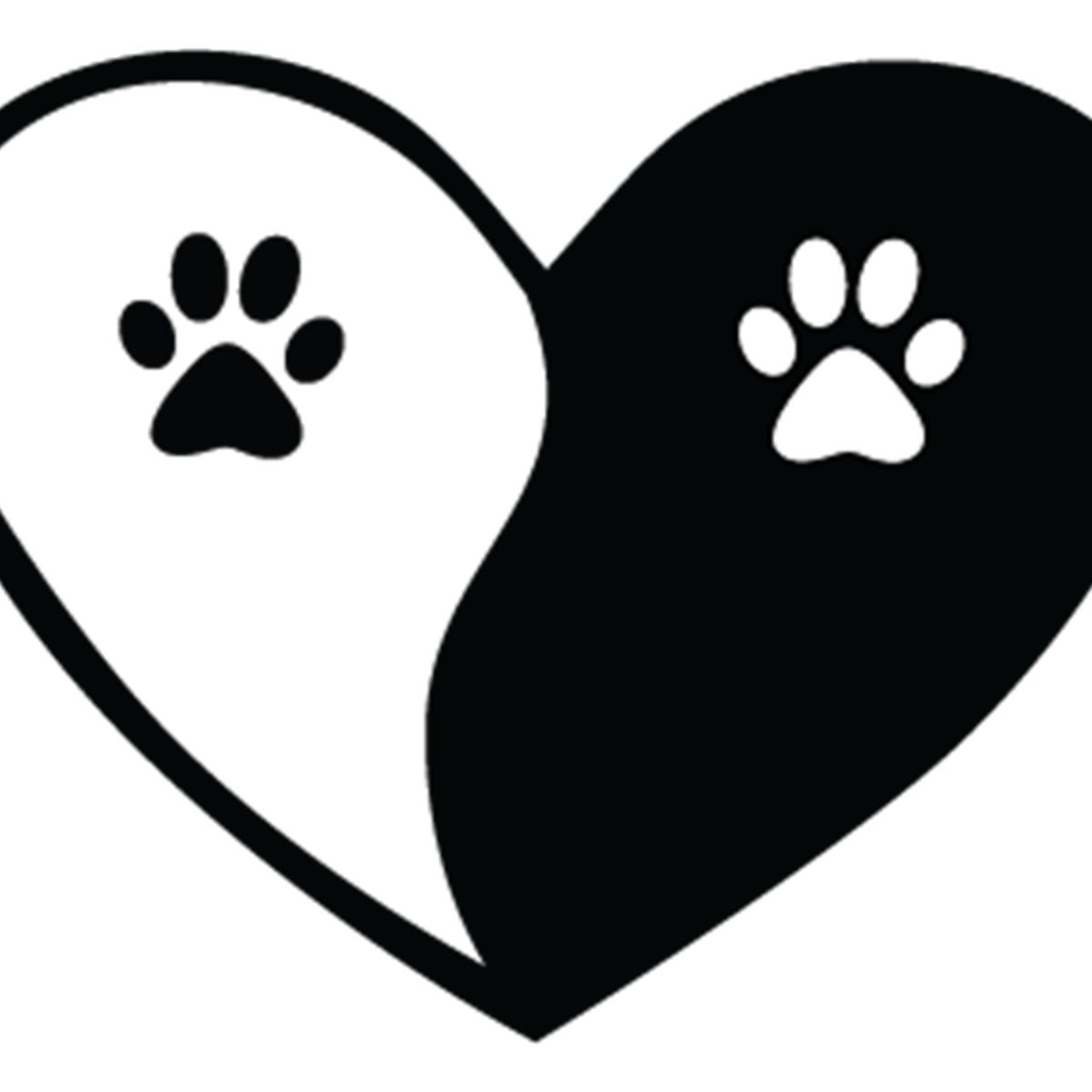 GENERICO - Sticker Paw Print And Heart Yin Yang Patita Auto Camioneta