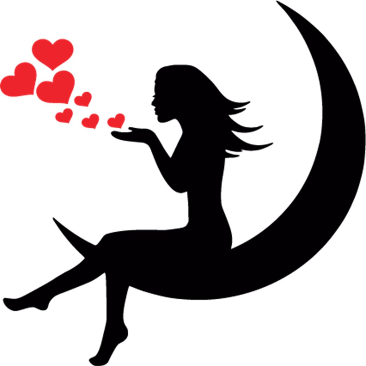 GENERICO - Sticker Luna Corazón Rojo Moon Heart Love Auto Camioneta