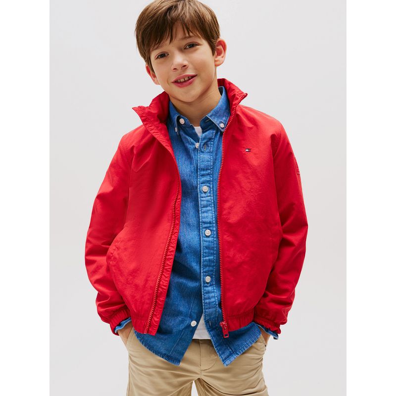 TOMMY HILFIGER - Chaqueta Con Gorro Y Parche Del Logo Rojo Tommy Hilfiger