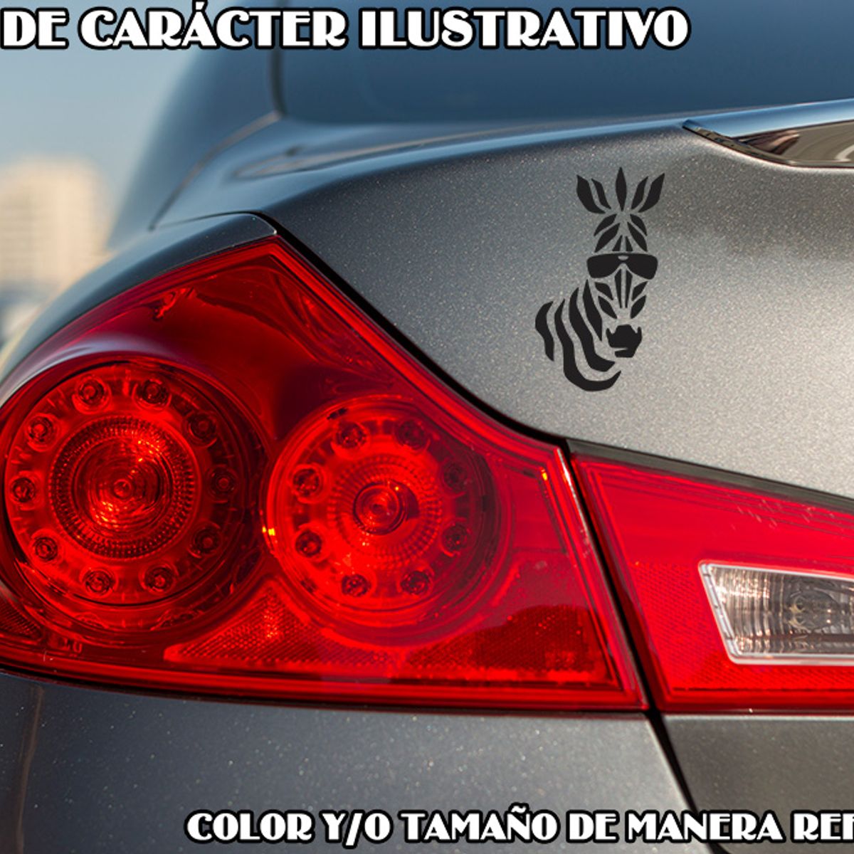 GENERICO - Sticker Cebra Con Gafas Lentes De Sol Auto Camioneta