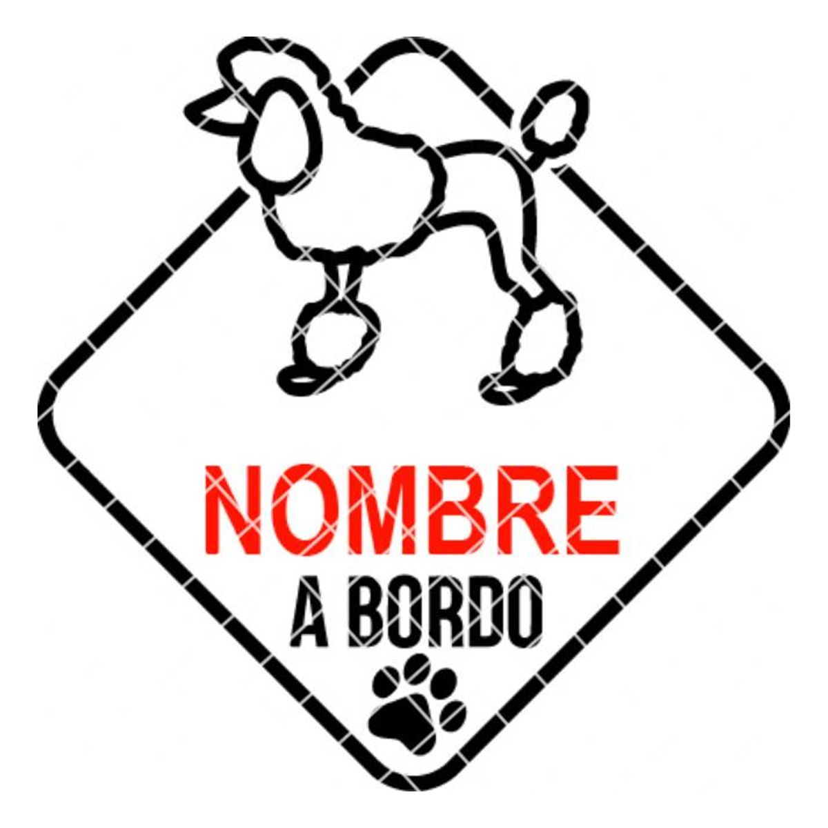 GENERICO - Sticker Personalizado Poodle Caniche A Bordo Auto Camioneta