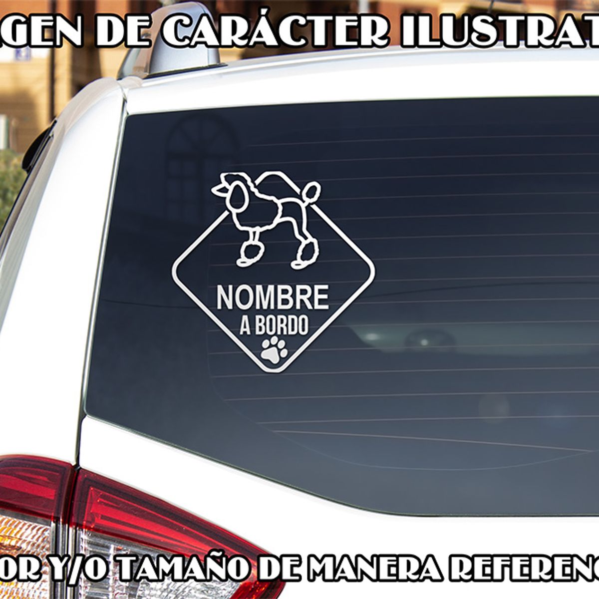 GENERICO - Sticker Personalizado Poodle Caniche A Bordo Auto Camioneta