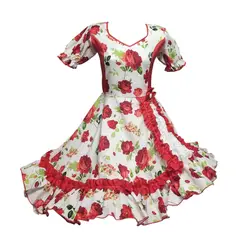 GENERICO - Vestido Huasa Niña China Blanco Rojo Cueca Talla 10 Bailes