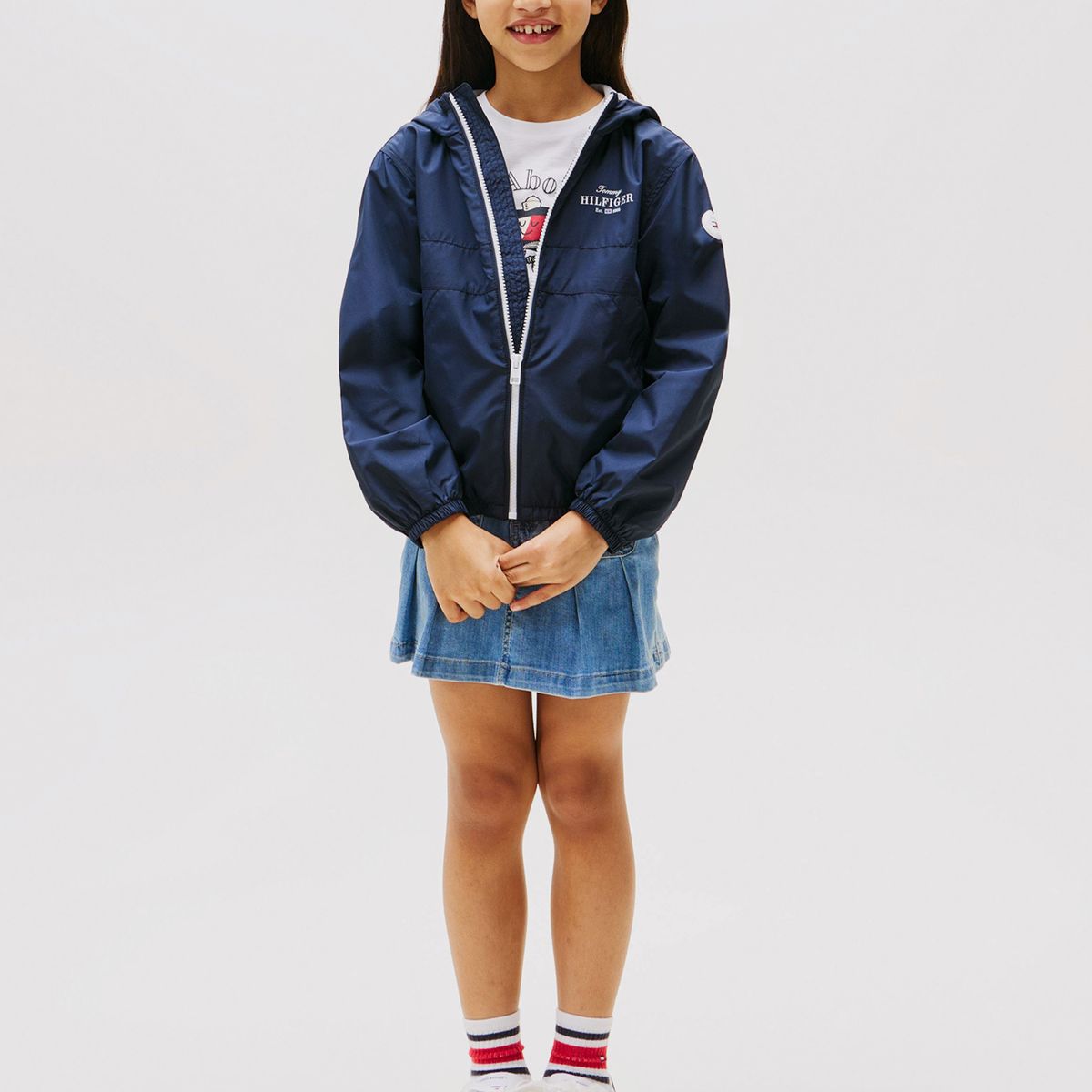 TOMMY HILFIGER - Cortavientos Con Gorro Y Logo Azul Tommy Hilfiger