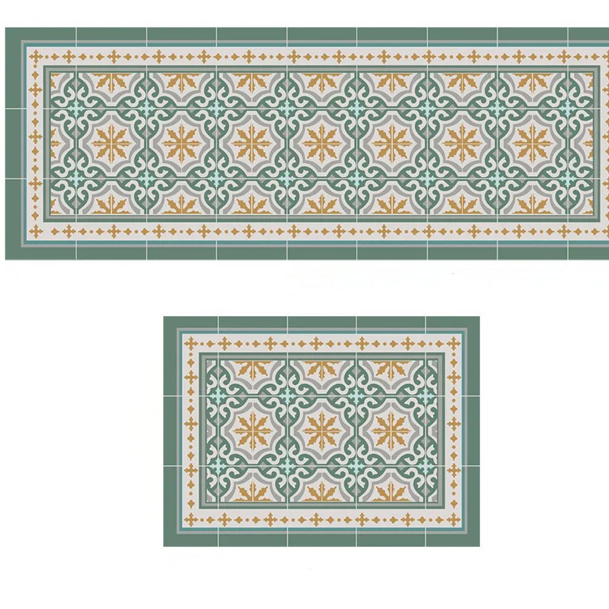KUANGYE - Set 2 Alfombras De Cocina Antideslizante - Córdova Green